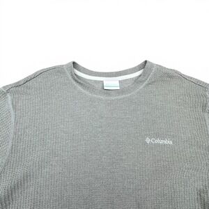 Columbia Sweatshirt Mens XL Gray Thermal Knit Crewneck Pullover Long Sleeve